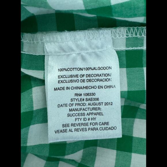 Eddie Bauer Kids XL Green White Gingham Plaid Long Sleeve Button Up Shirt Cotton - Picture 13 of 14